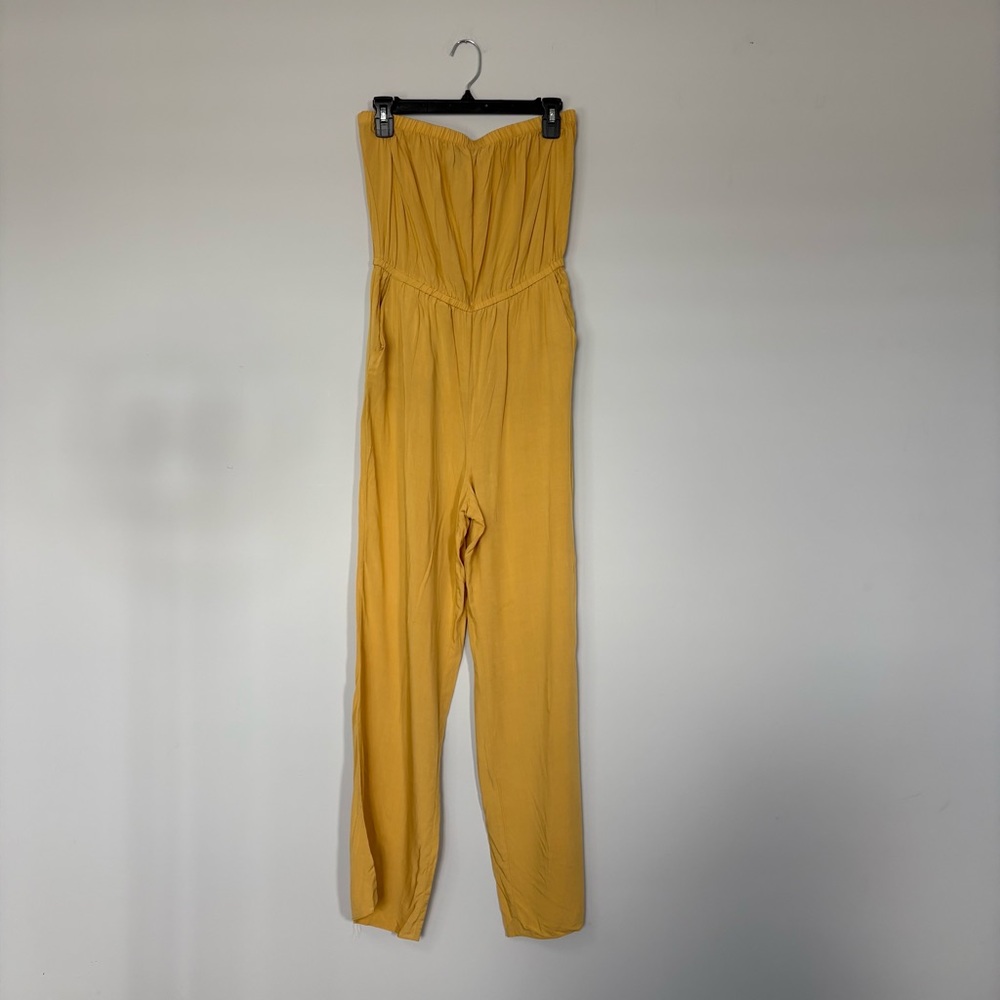 Forever 21 Strapless Yellow Jumpsuit Size M Lightweight, Summer, Boho, Resort